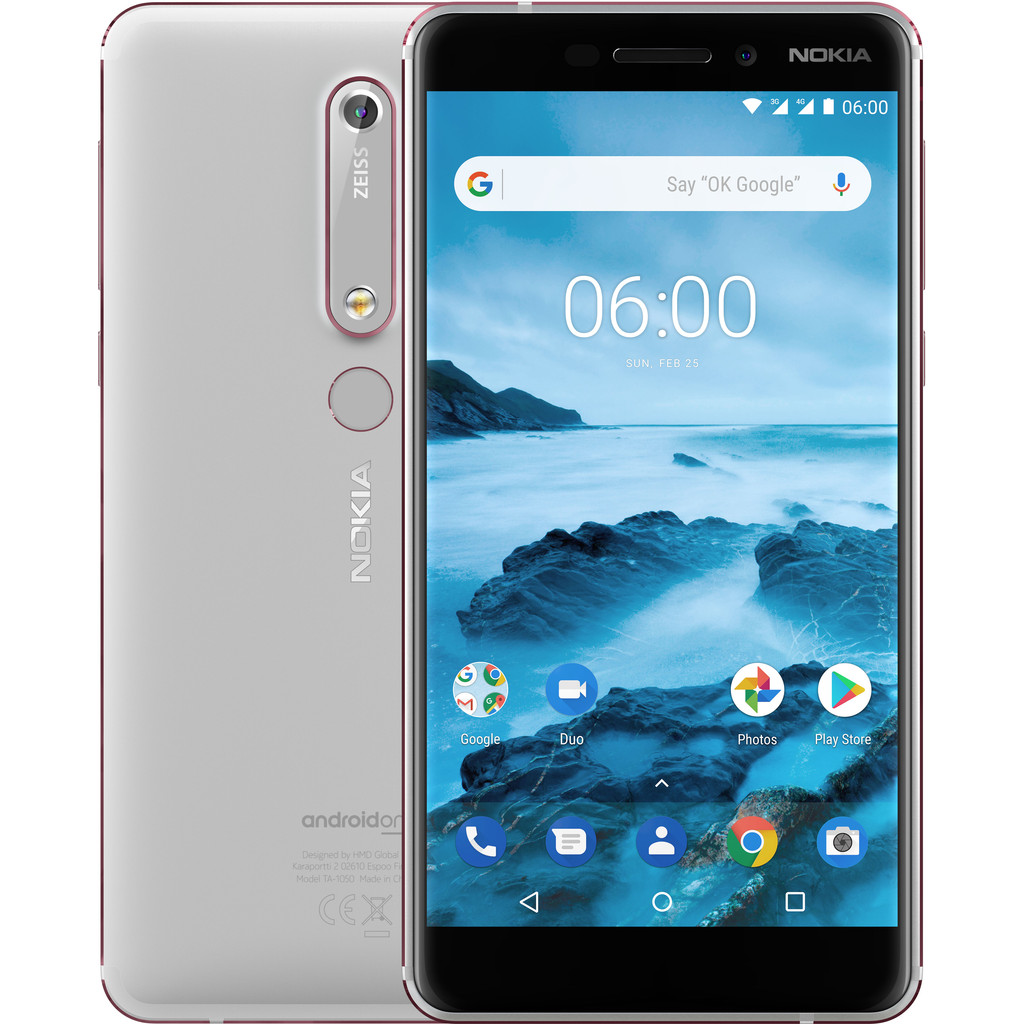 Nokia 6.1 32 GB Wit-32 GB opslagcapaciteit 5,5 inch Full HD scherm Android 8.0 Oreo