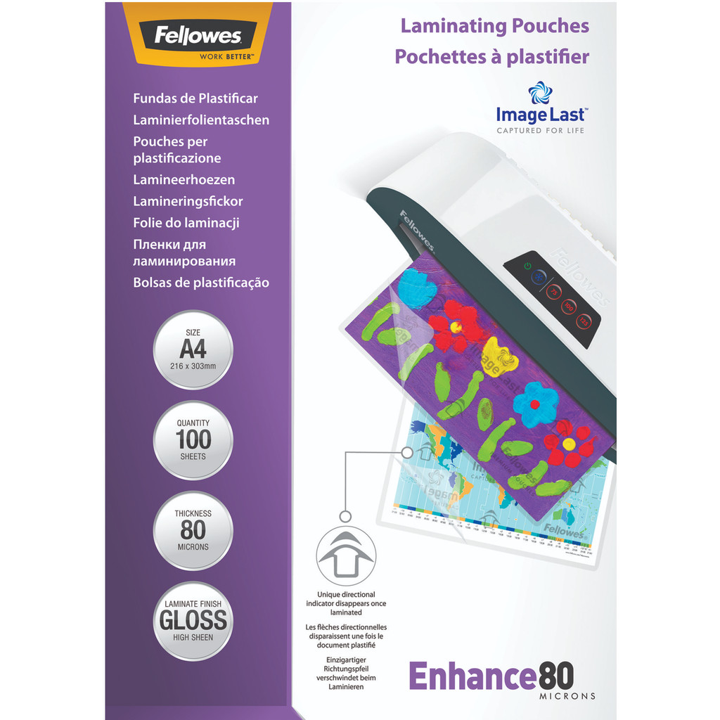 Fellowes Lamineerhoezen Enhance 80 Mic A4 100 Stuks fellowes kopen in de aanbieding Fellowes Lamineerhoezen Enhance 80 Mic A4 100 Stuks fellowes kopen in de aanbieding