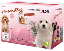 Nintendo 3DS Coral Pink + Nintendogs + Cats: Retriever