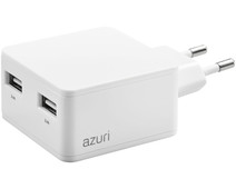 Azuri Charger with 2 USB ports 12W White