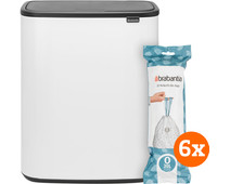 Brabantia Bo Touch Bin 2x 30L White + Trash Bags (120 units)