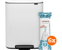 Brabantia Bo Pedal Bin 2 x 30 Liter White + Vuilniszakken (120 stuks)