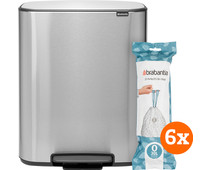 Brabantia Bo Pedal Bin 2x 30L Stainless Steel Fingerprint-Proof + Trash Bags (120 units)