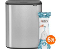 Brabantia Bo Touch Bin 2 x 30 Liter Rvs Fingerprint Proof + Vuilniszakken (120 stuks)