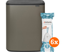 Brabantia Bo Touch Bin 2 x 30 Liter Platinum + Vuilniszakken (120 stuks)