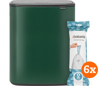 Brabantia Bo Touch Bin 2 x 30 Liter Pine Green + Vuilniszakken (120 stuks)