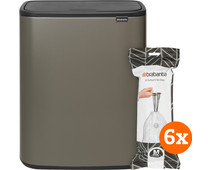 Brabantia Bo Touch Bin 60 Liter Platinum + Vuilniszakken (120 stuks)