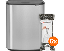 Brabantia Bo Touch Bin 60L Stainless Steel Fingerprint-Proof + Trash Bags (120 Units)