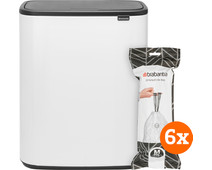 Brabantia Bo Touch Bin 60L White + Trash Bags (2x 60 units)