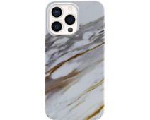 BlueBuilt White Golden Gray Marble Hard Case Apple iPhone 13 Pro Back Cover