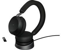 Jabra Evolve2 USB A MS TEAMS 75 Draadloze Office Headset met oplaadstandaard Zwart