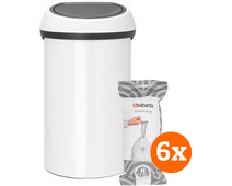 Brabantia Touch Bin 60 Liter White + Vuilniszakken (120 stuks)