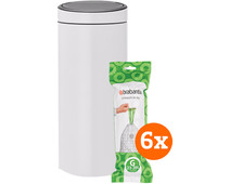 Brabantia Touch Bin 30L White + Trash Bags (120 units)