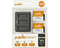 Jupio Kit: Battery GoPro HERO 12/11/10 AHDBT-901 (2x) + Compact USB Triple Charger