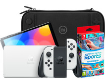 Nintendo Switch OLED Wit + Nintendo Switch Sports + BlueBuilt Beschermhoes