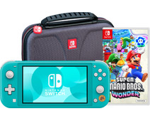 Nintendo Switch Turquoise + Super Mario Bros. Wonder + Travel Case