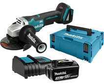 Makita DGA505ZJ + 3,0 Ah accu en lader