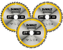 DeWalt Cirkelzaagbladenset 216mm 3-delig 24T (2x), 40T