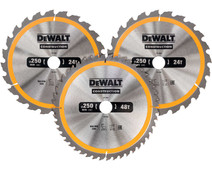 DeWalt Cirkelzaagbladenset 250mm 3-delig 24T (2x), 48T