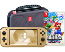 Nintendo Switch Lite Zelda Edition + Super Mario Bros. Wonder + Beschermhoes