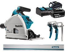 Makita DSP600ZJ + 3,0 Ah accu (2x) en lader + geleiderail