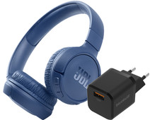 JBL Tune 510BT Blauw + BlueBuilt Quick Charge Oplader met Usb A Poort 18W Zwart