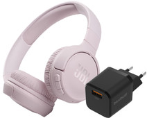 JBL Tune 510BT Pink + BlueBuilt Quick Charge Charger with USB-A Port 18W Black