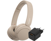 Sony WH-CH520 Crème + BlueBuilt Quick Charge Oplader met Usb A Poort 18W Zwart