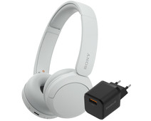 Sony WH-CH520 Wit + BlueBuilt Quick Charge Oplader met Usb A Poort 18W Zwart