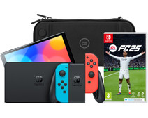 Nintendo Switch OLED Blauw/Rood + EA Sports FC 25 + BlueBuilt Beschermhoes