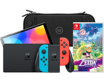 Nintendo Switch OLED Blauw/Rood + Zelda: Echoes of Wisdom + BlueBuilt Beschermhoes