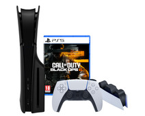 PlayStation 5 Slim Disc Edition + Call of Duty: Black Ops 6 + Covers Black + Charging Dock