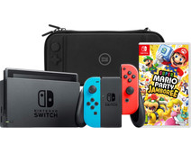 Nintendo Switch Rood/Blauw + Mario Party Jamboree + BlueBuilt Beschermhoes