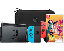 Nintendo Switch Rood/Blauw + Just Dance 2025 + BlueBuilt Beschermhoes