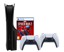 PlayStation 5 Slim Disc Edition + Spider-Man 2 + Covers Zwart + Extra Controller Wit