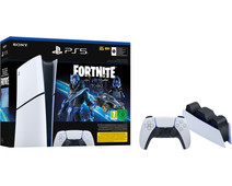 PS5 Slim Digital Edition + Fortnite Voucher + Extra Controller Wit + Oplaadstation