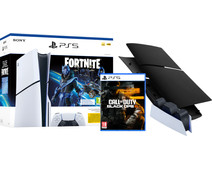 PS5 Slim Disc Edition + Fortnite Voucher + Black Ops 6 + Covers Zwart + Oplaadstation