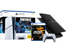 PS5 Slim Disc Edition + Fortnite Voucher + Black Ops 6  + Covers Zwart + Extra Controller