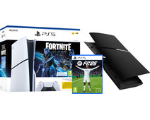 PlayStation 5 Slim Disc Edition + Fortnite Voucher + FC 25 + Covers Zwart