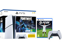 PlayStation 5 Slim Disc Edition + Fortnite Voucher + FC 25 + Extra Controller Wit