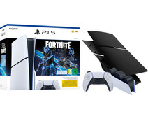 PS5 Slim Disc Edition Fortnite + Covers Zwart + Extra Controller + Oplaadstation