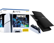 PlayStation 5 Slim Disc Edition + Fortnite Voucher + Covers Zwart + Oplaadstation