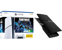 PlayStation 5 Slim Disc Edition + Fortnite Voucher + Covers Zwart