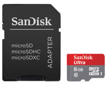 SanDisk microSDHC Ultra 8 GB Class 10 + SD Adapter