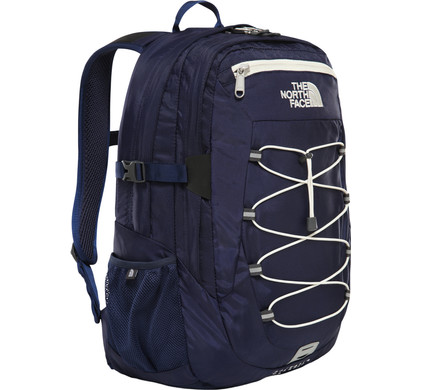 north face backpack white and blue