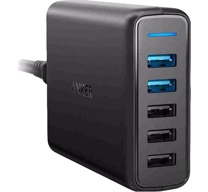 Anker PowerPort Speed Oplader 5 Usb Poorten 18W Quick Charge 3.0
