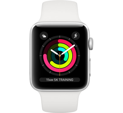 Apple Series 3 42mm Silver Aluminium/Wit - Voor 23.59u, morgen in huis