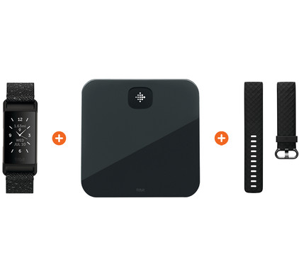 Fitbit Charge 4 Speciale Editie Graniet + Fitbit Aria Air Zwart + Extra Kunststof Bandje