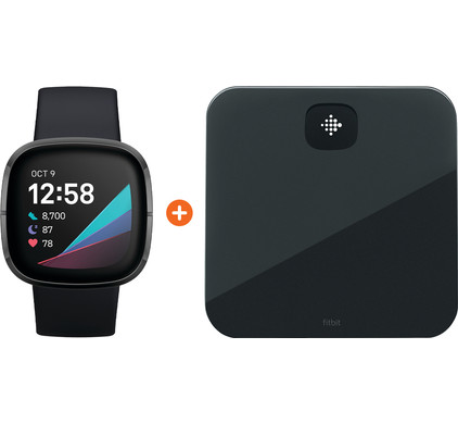 Fitbit Sense Grijs + Fitbit Aria Air Zwart