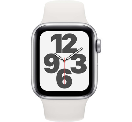 Apple Watch SE 40mm Zilver Aluminium Witte Sportband - Coolblue - Voor  23.59u, morgen in huis